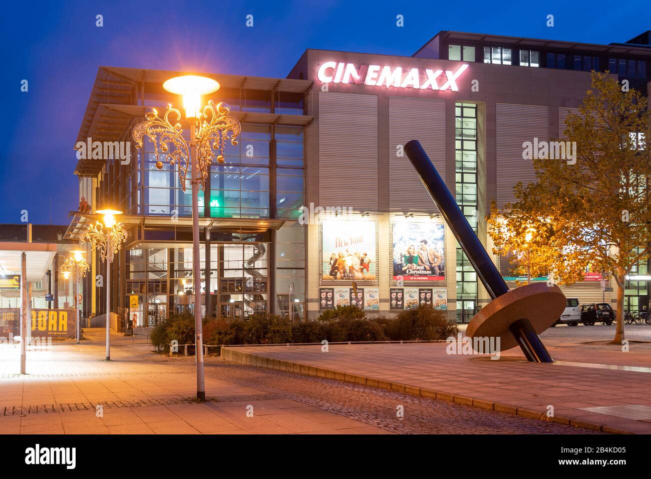 Germany Saxony Anhalt Magdeburg View Of The Cinema Cinemaxx In Front Of The Main Train Station In Magdeburg Blue Hour Germany Stock Photo Alamy