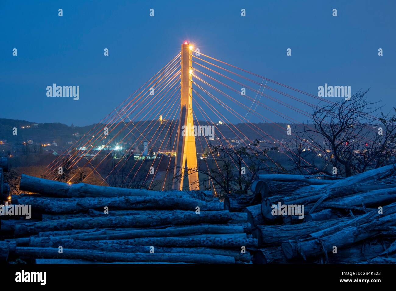 Germany, Saxony, Niederwartha, Elbe bridge Niederwartha near Dresden, cable-stayed bridge, since December 2011 in operation. Stock Photo