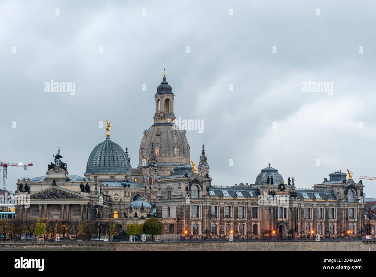 Germany, Saxony. Dresden, Dresdner Zwinger and Frauenkirche, old town, Dresden. Stock Photo