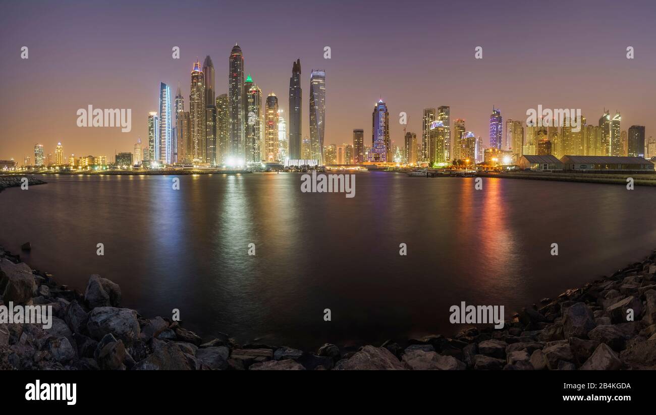 United Arab Emirates, Dubai Marina, Skyline, Middle East, Stock Photo