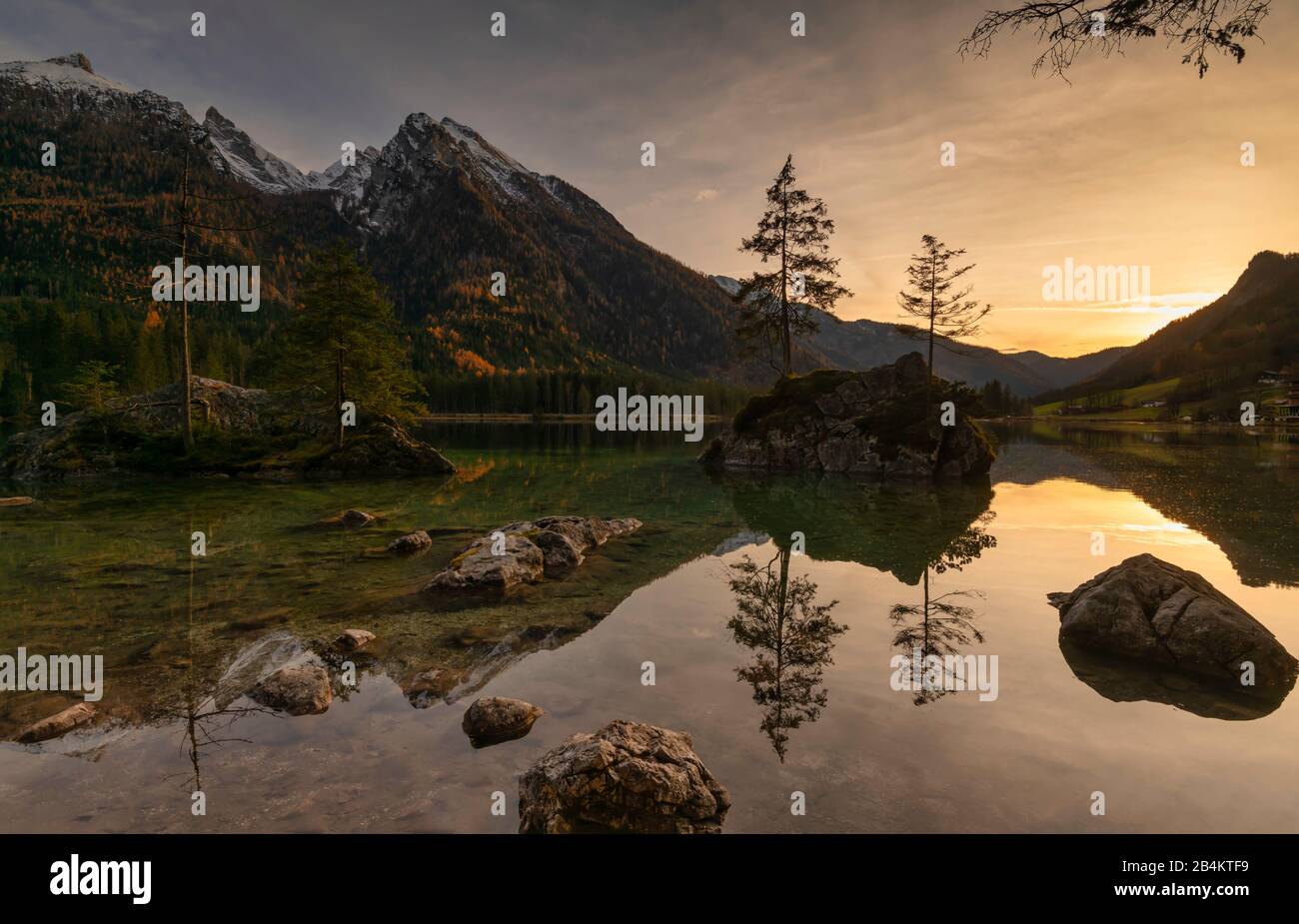 Germany, Bavaria, the Hintersee in Ramsau the mountain climbing village Stock Photo