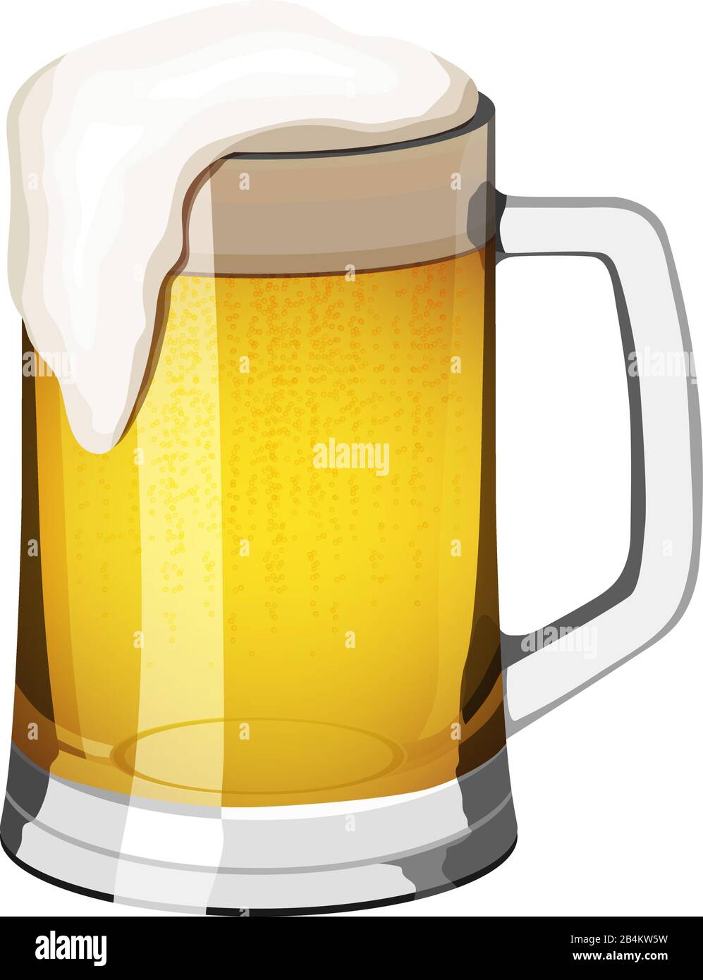 Mug of light beer with a foam head on a white background Stock Vector