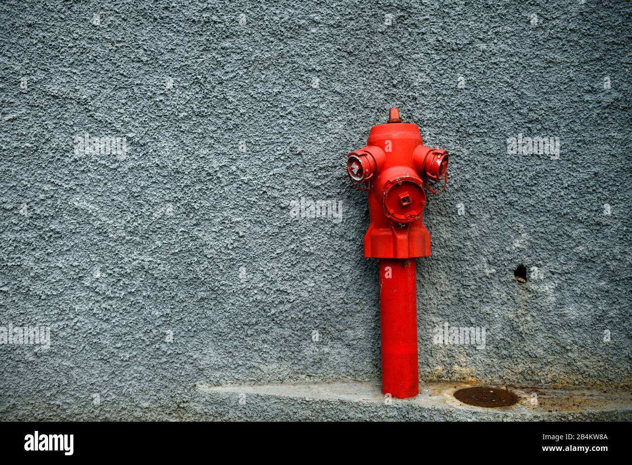 red fire hydrant, Arco da Calheta, Madeira Island, Portugal Stock Photo