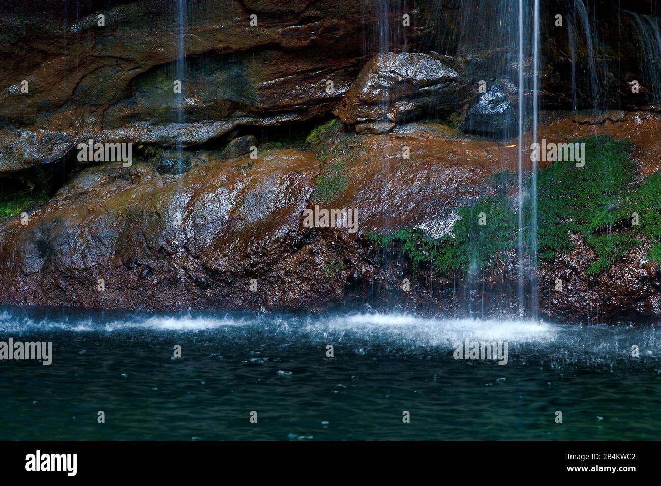 Waterfall 25 springs, Fontes, rainforest in the Rabacal nature reserve, Madeira island, Portugal Stock Photo