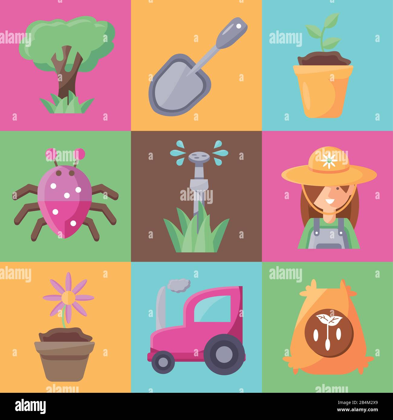 gardening concept icon set, flat detail style vector illustration Stock ...