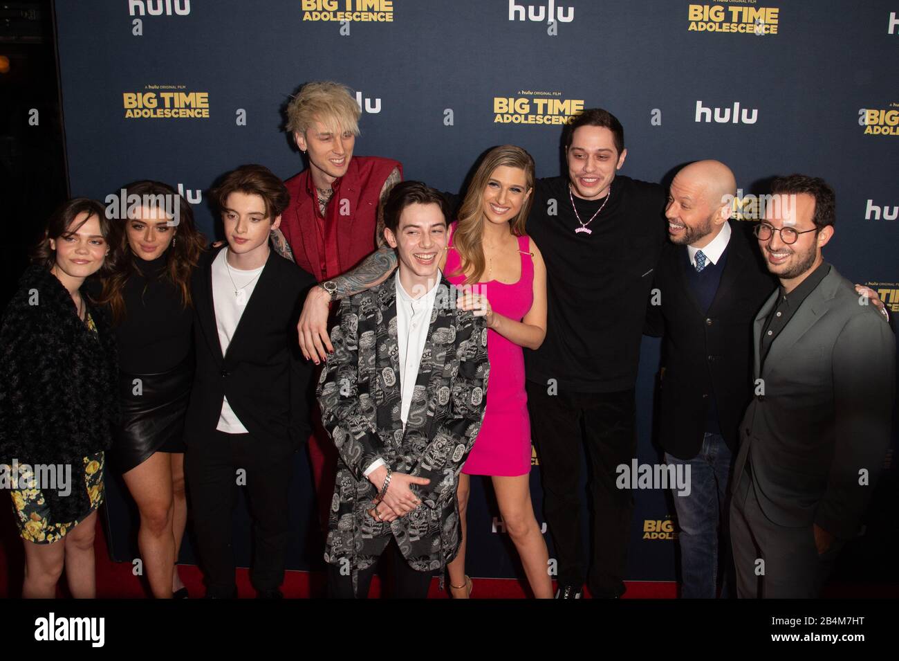 NEW YORK, NY - MARCH 05: Oona Laurence, Brielle Barbusca, Thomas Barbusca, Colson Baker AKA Machine Gun Kelly, Griffin Gluck, Emily Arlook, Pete David Stock Photo