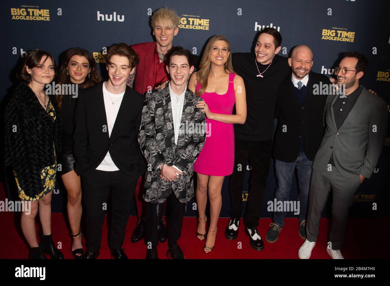 NEW YORK, NY - MARCH 05: Oona Laurence, Brielle Barbusca, Thomas Barbusca, Colson Baker AKA Machine Gun Kelly, Griffin Gluck, Emily Arlook, Pete David Stock Photo