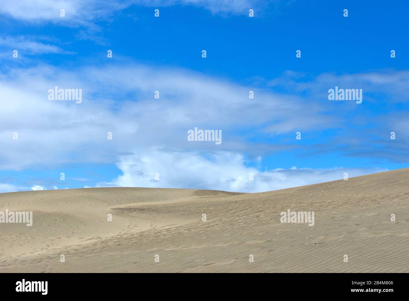 The massive dunes and brilliant blue sky of Sigatoka Sand Dunes National Park in Fiji. Stock Photo