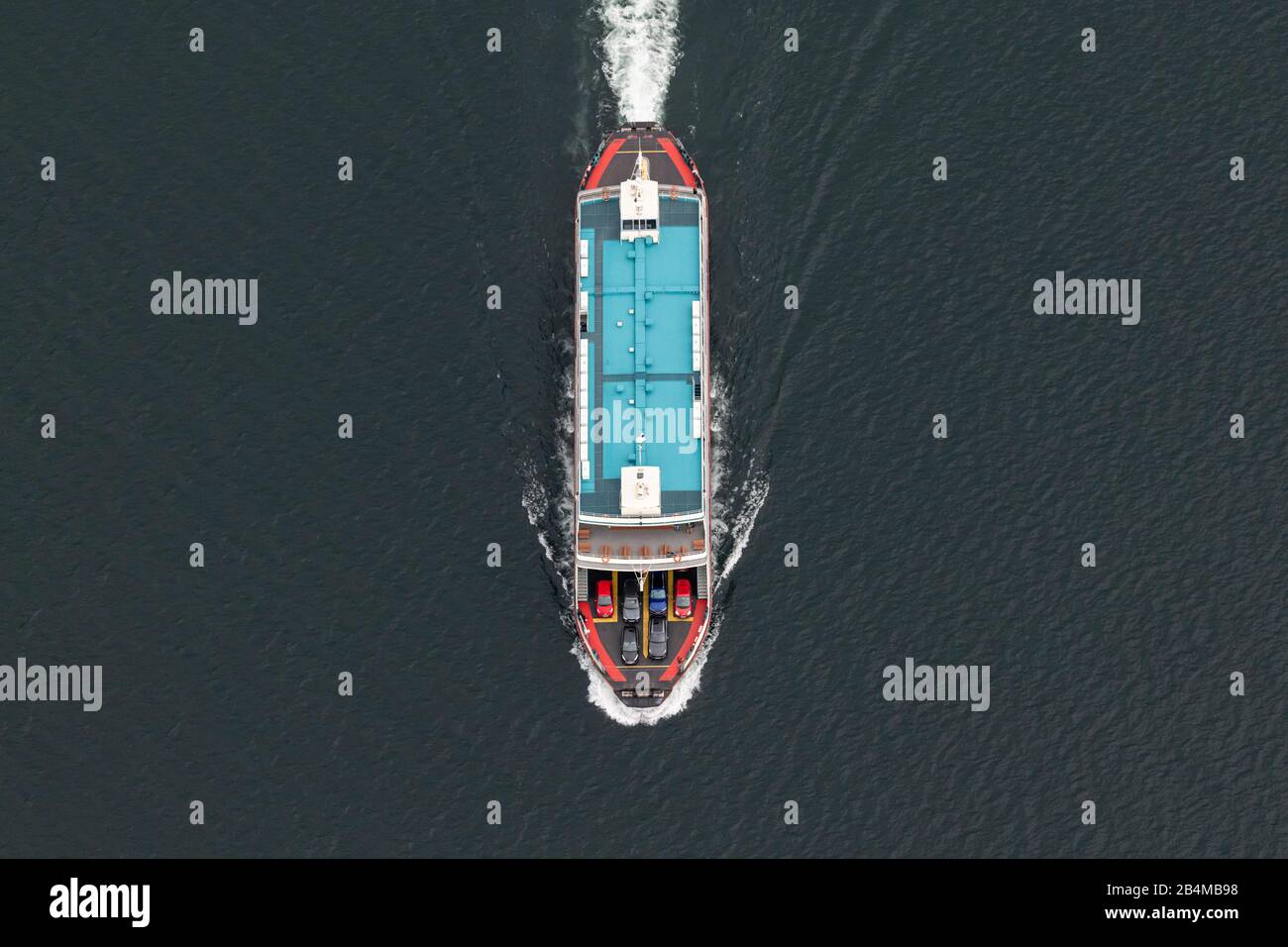 Germany, Baden-Wuerttemberg, Lake Constance, car ferry Meersburg Konstanz from above Stock Photo
