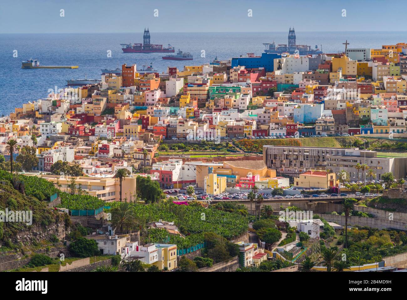 Spain, Canary Islands, Gran Canaria Island,  Las Palmas de Gran Canaria, high angle view of Barrio San Jose Stock Photo