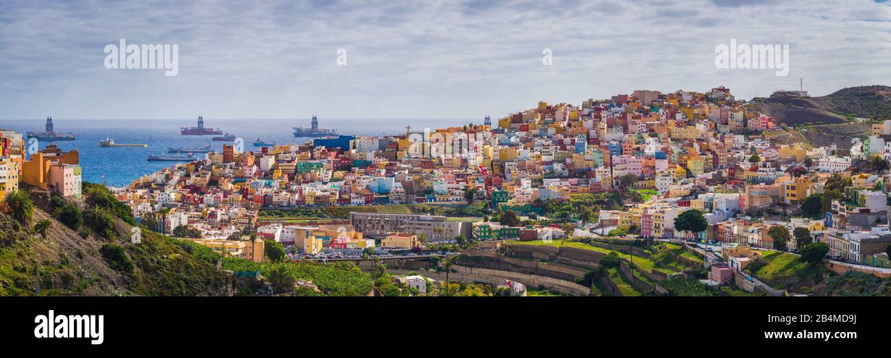 Spain, Canary Islands, Gran Canaria Island,  Las Palmas de Gran Canaria, high angle view of Barrio San Jose Stock Photo