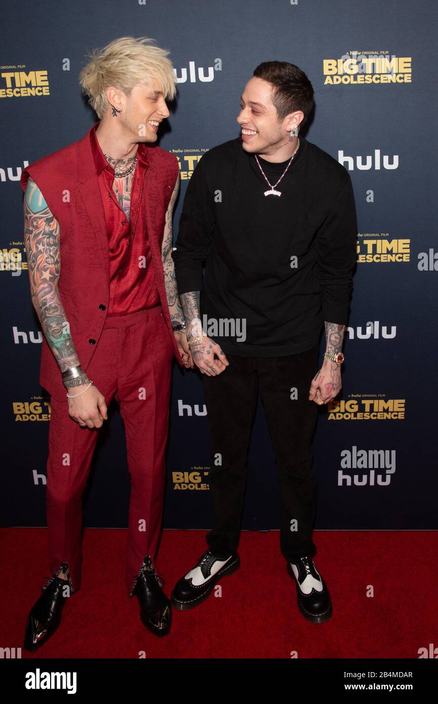 New York Ny March 05 Colson Baker Aka Machine Gun Kelly And Pete Davidson Attend The Premiere Of Big Time Adolescence At Metrograph On March 05 Stock Photo Alamy