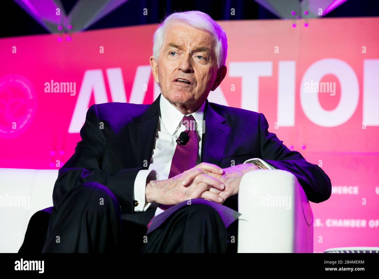 Thomas Donohue, Chief Executive Officer, U.S. Chamber of Commerce, speaks at the U.S. Chamber of Commerce Aviation Summit in Washington, D.C. on March Stock Photo