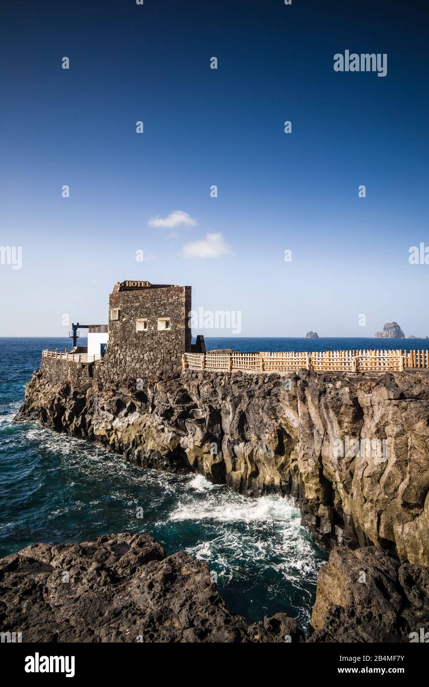 Spain, Canary Islands, El Hierro Island, Las Puntas, Hotel Puntagrande, listed in the Guinness Book of World Records as the smallest hotel in the world Stock Photo