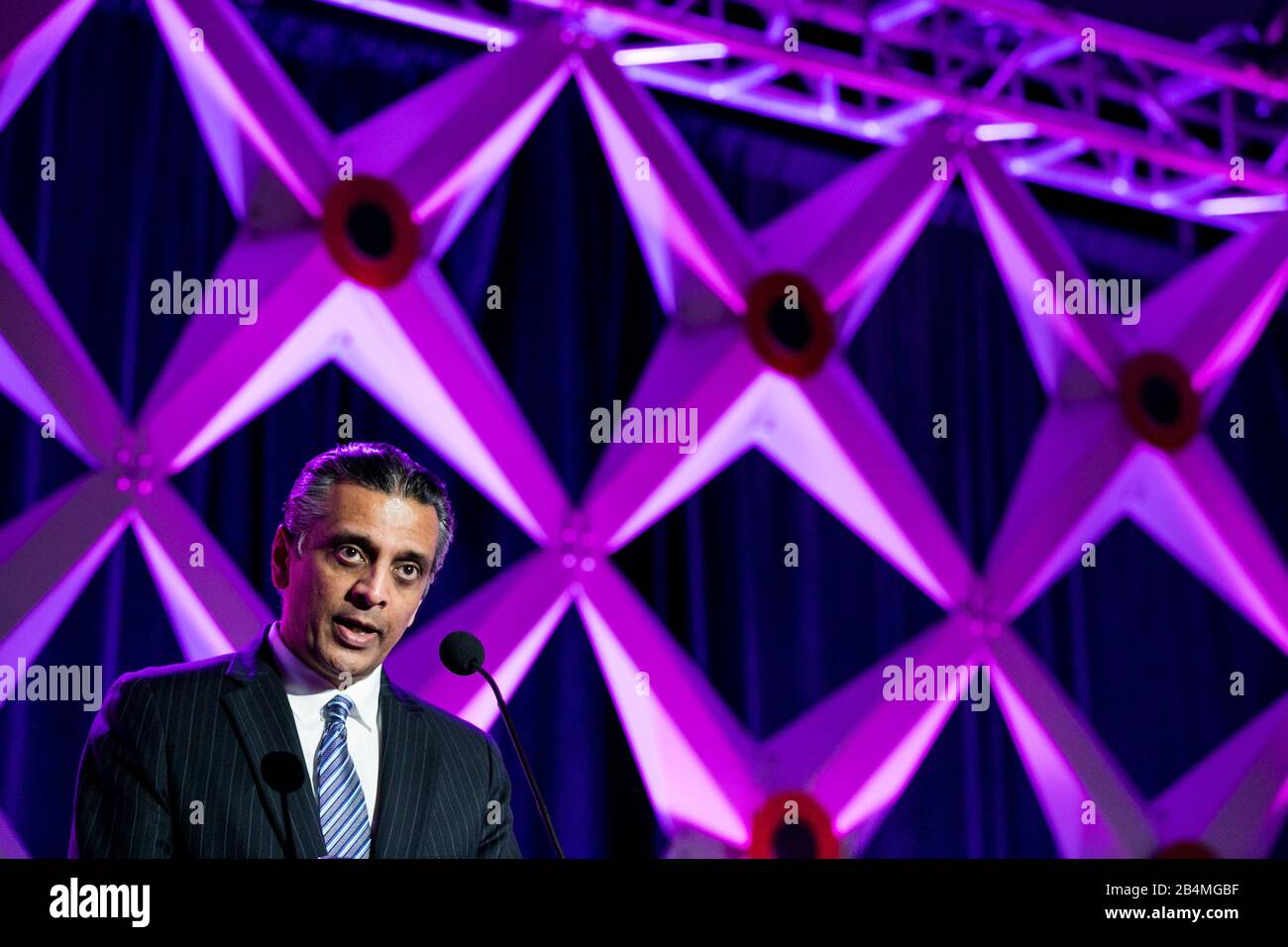 Raj Subramaniam, President, Chief Operating Officer and Director, FedEx Corporation, speaks at the U.S. Chamber of Commerce Aviation Summit in Washing Stock Photo