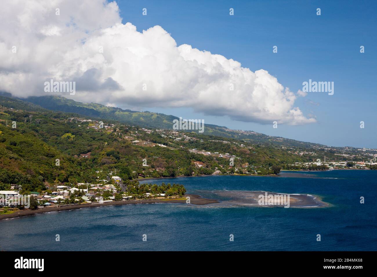 Aerial View of Matavai Bay, Tahiti, French Polynesia Stock Photo