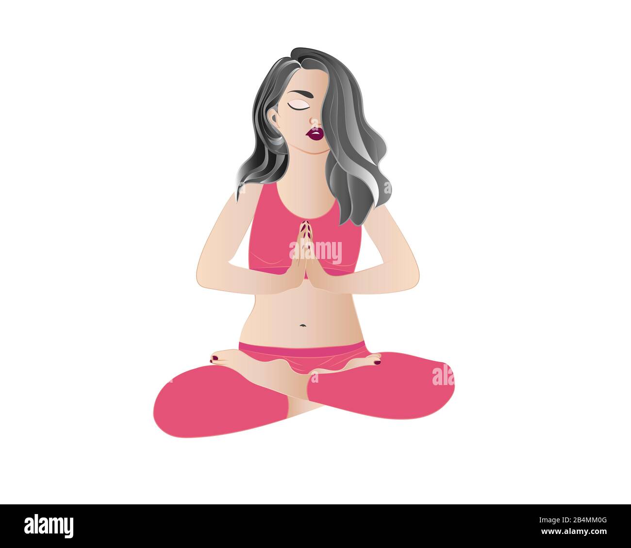 Yoga, concentration, illustration Stock Photo
