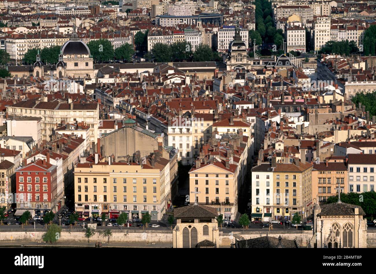 Overview of the city of Lyon, France, Auvergne-Rhone-Alpes Stock Photo