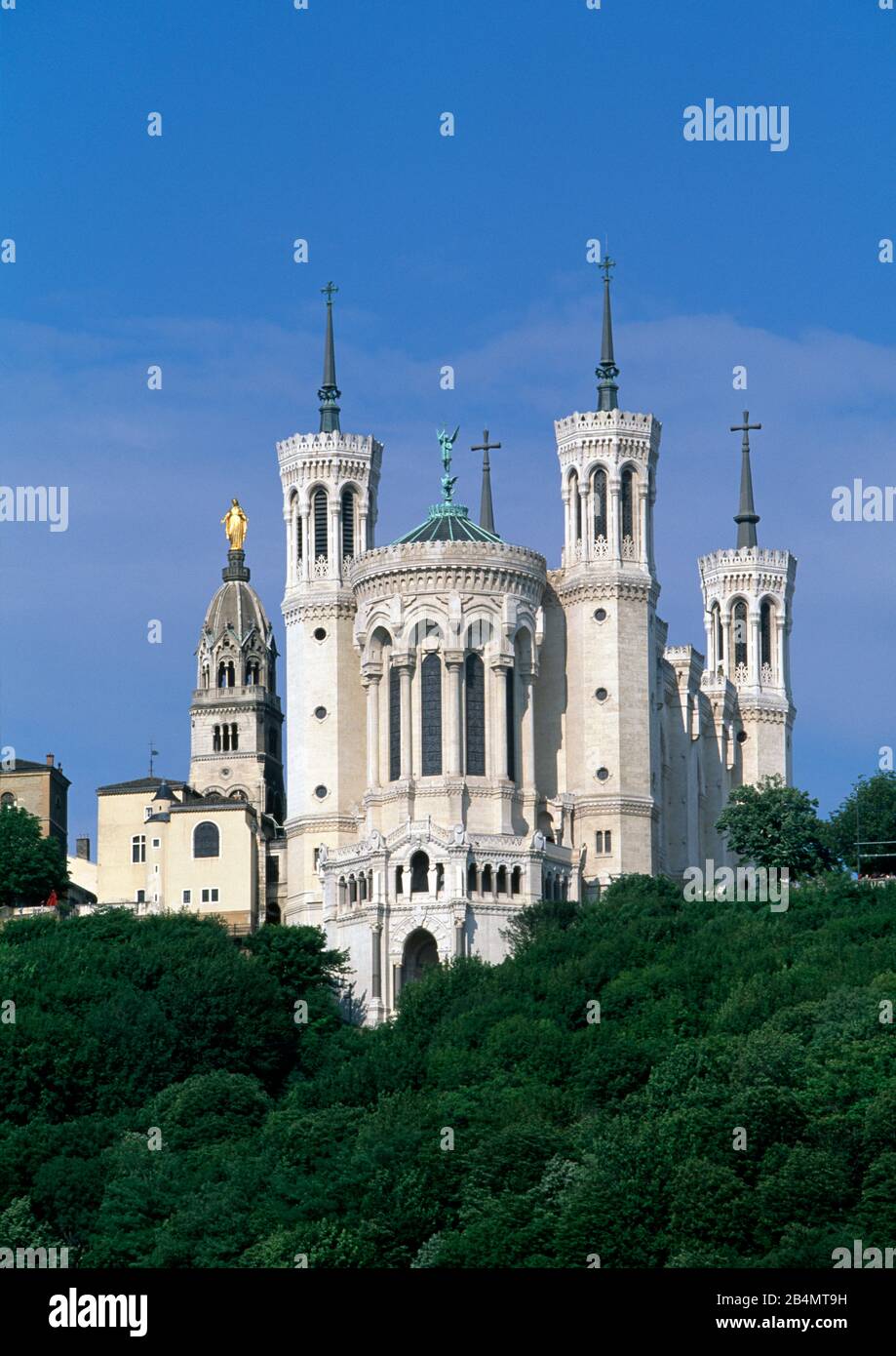 Basilica of Notre Dame de Fourviere, Auvergne-Rhône-Alpes, Lyon, France Stock Photo