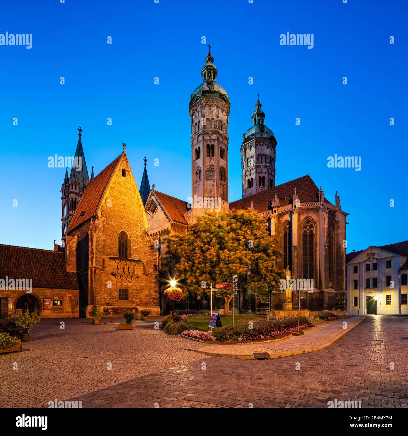 Germany, Saxony-Anhalt, Naumburg, Naumburg Cathedral of St. Peter and Paul, UNESCO World Heritage, night shot Stock Photo