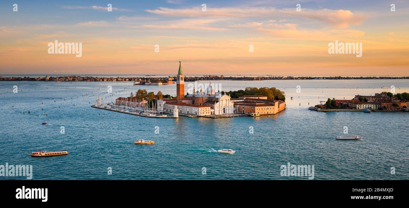 Panoramic aerial view at San Giorgio Maggiore island, Venice, Italy ...