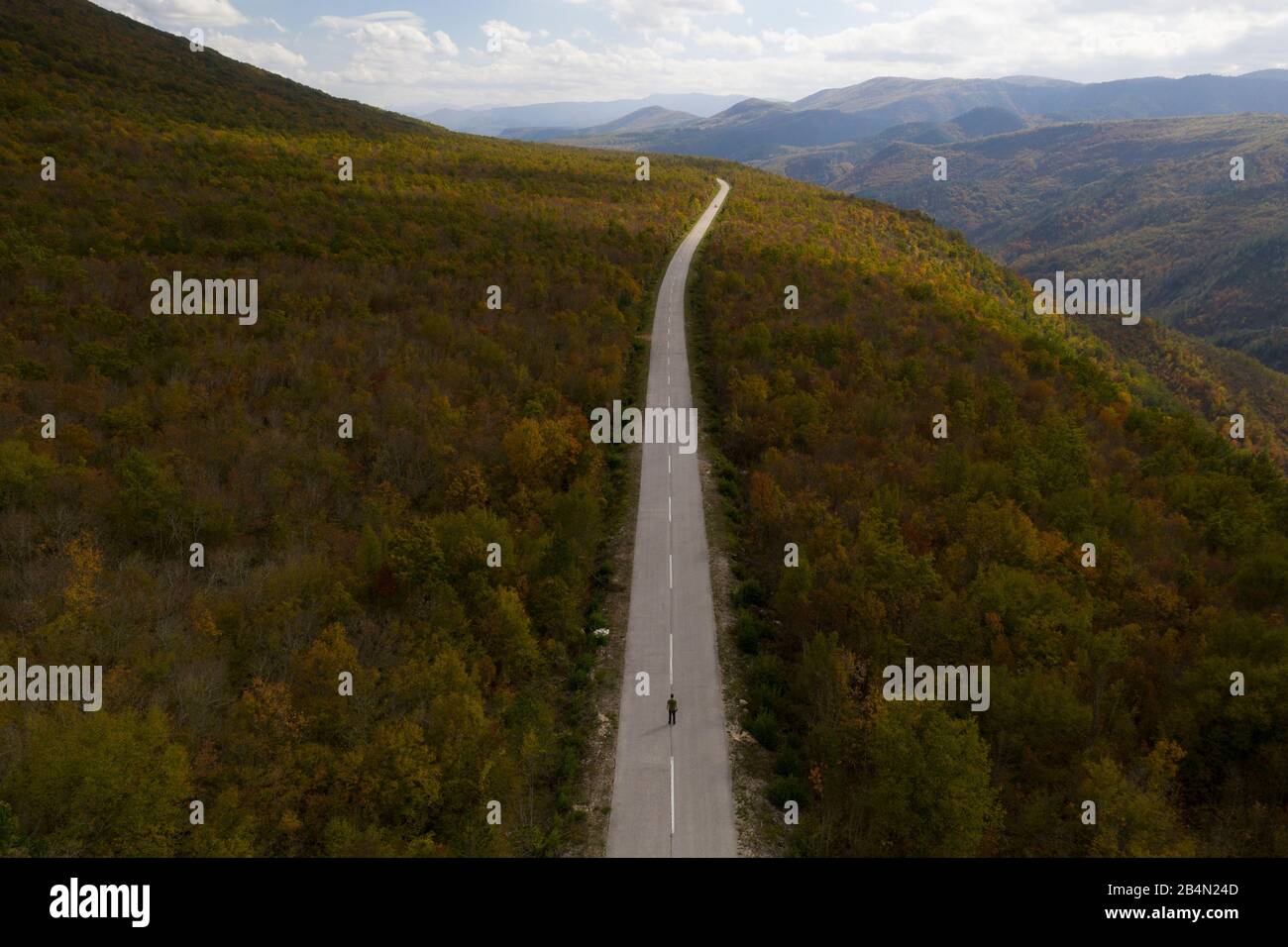 Straße im Wald in Bosnien und Herzegowina Stock Photo