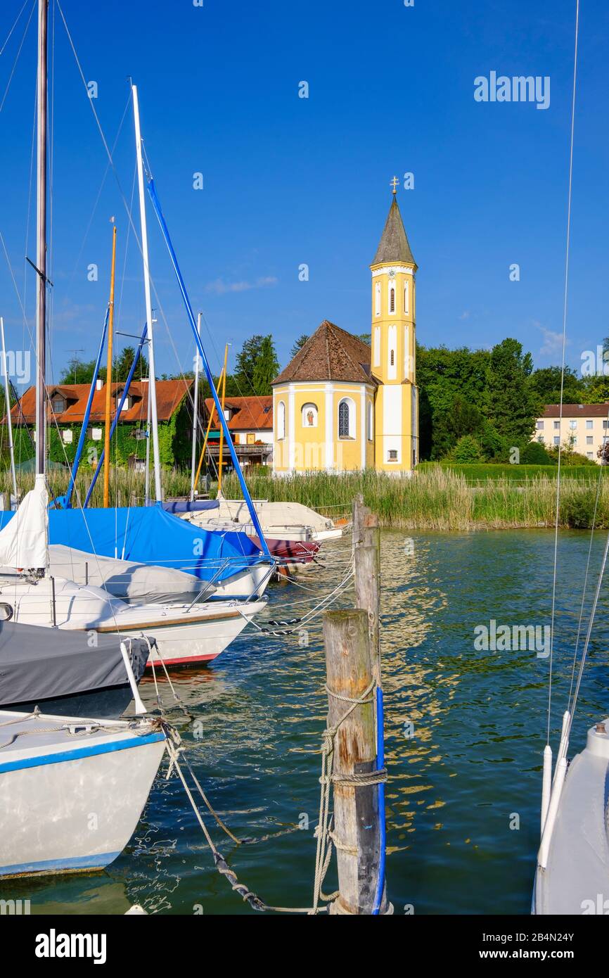 St albans church in sankt alban am ammersee hires stock photography