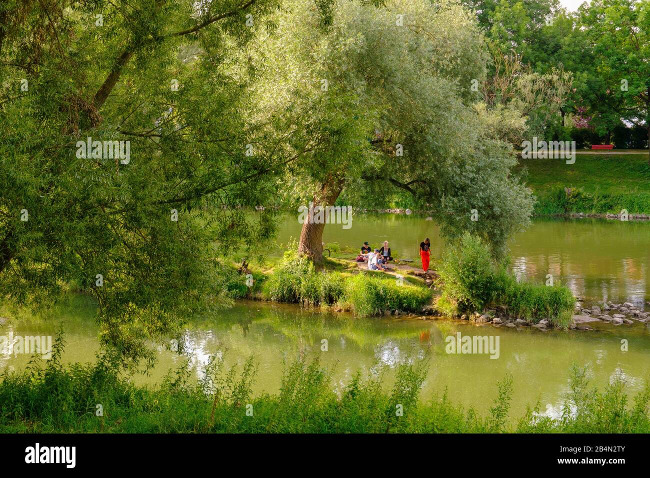 jahninsel in the Danube, Regensburg, Upper Palatinate, Bavaria, Germany Stock Photo