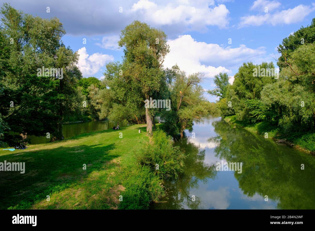 jahninsel in the Danube, Regensburg, Upper Palatinate, Bavaria, Germany Stock Photo