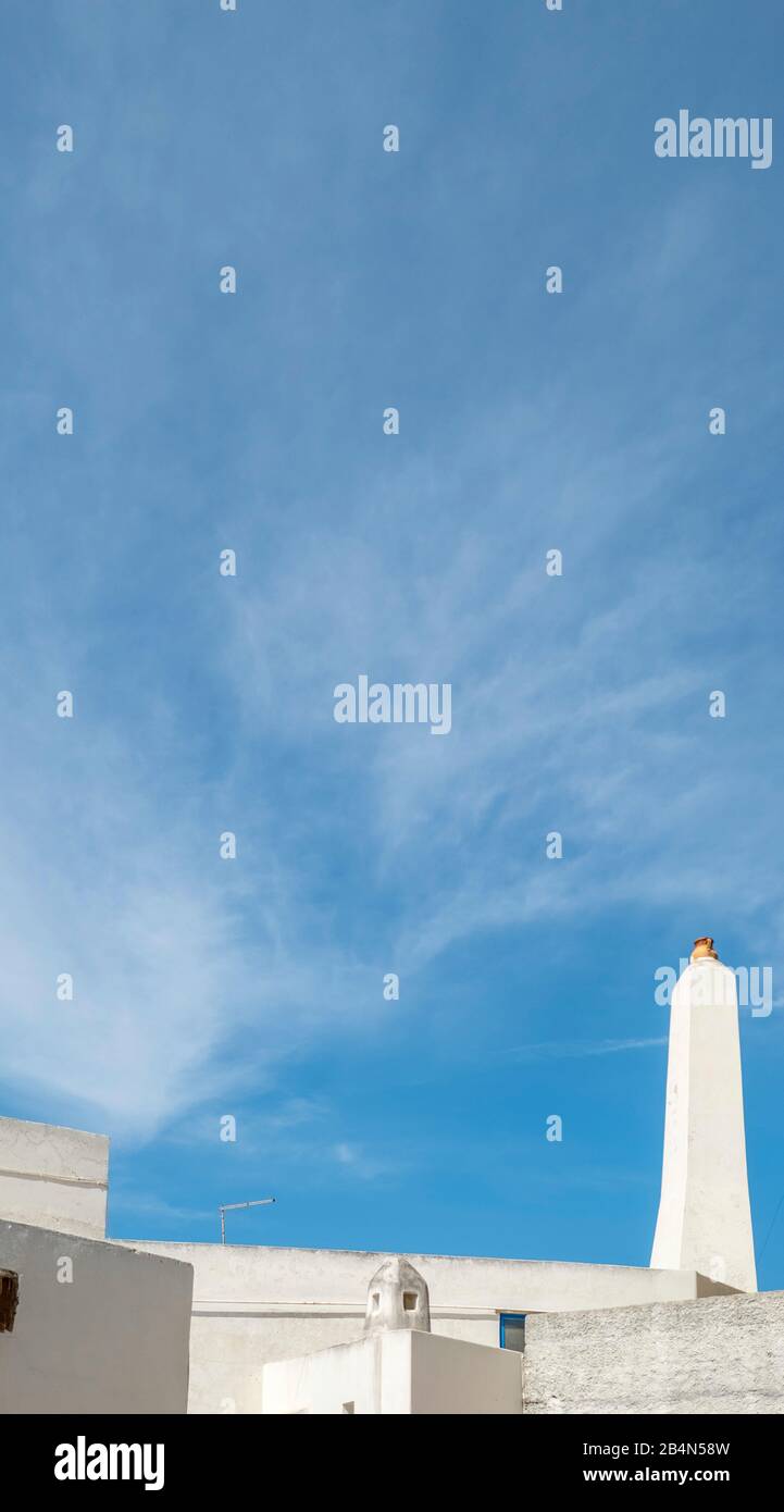 white houses against a blue sky, Panarea, Aeolian Islands, Aeolian Islands, Tyrrhenian Sea, southern Italy, Europe, Sicily, Italy Stock Photo