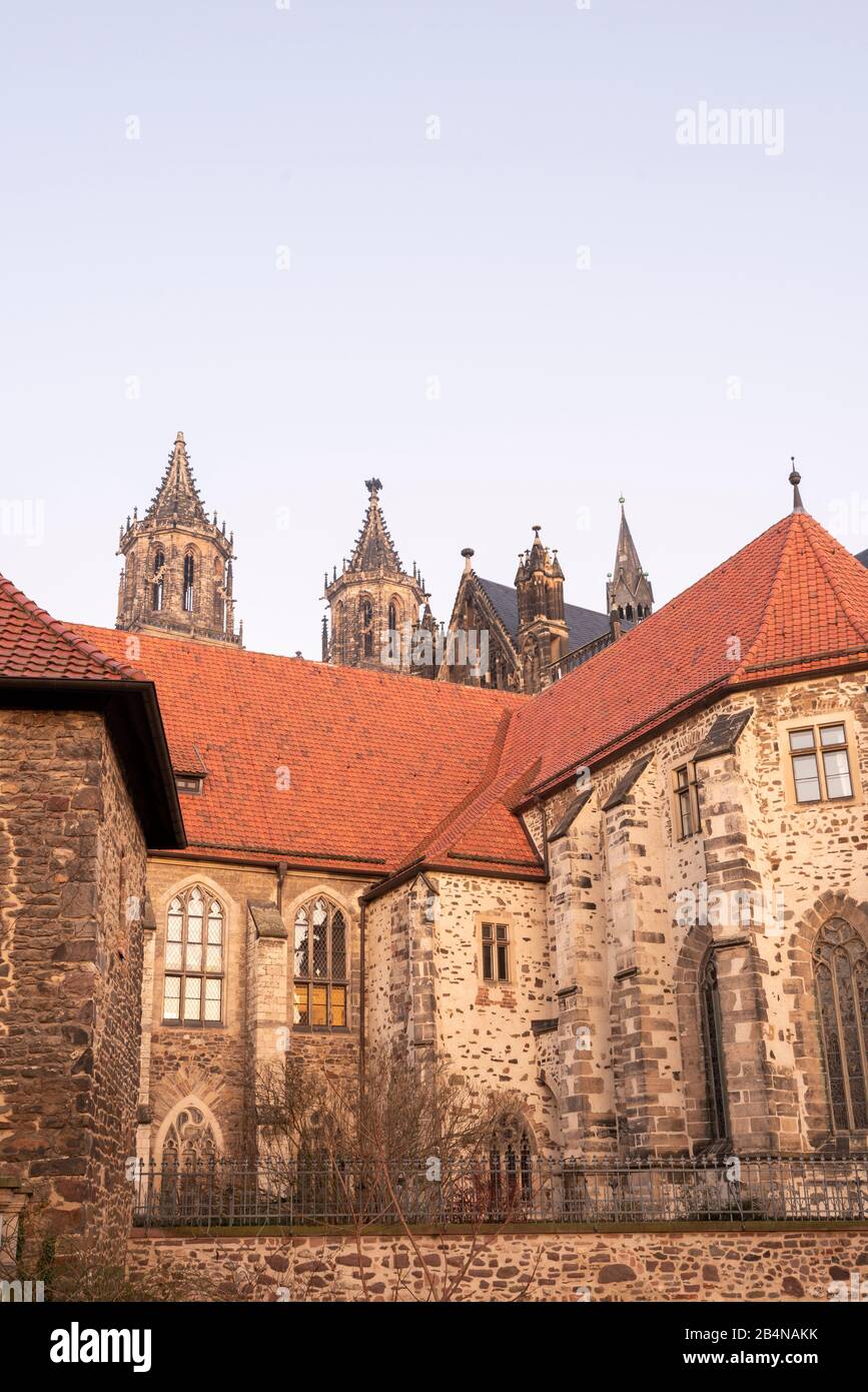 Deutschland, Sachsen-Anhalt, Magdeburg, Dom zu Magdeburg. (1520 wurde der Dombau nach 311 Jahren Bauzeit beendet.) Stock Photo