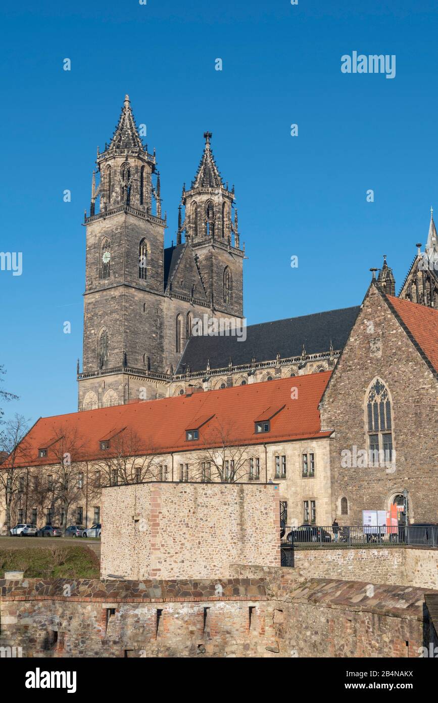 Deutschland, Sachsen-Anhalt, Magdeburg, Dom zu Magdeburg. (1520 wurde der Dombau nach 311 Jahren Bauzeit beendet.) Stock Photo