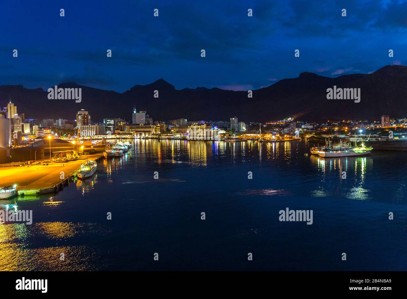 View from the cruise ship of the city, Port Louis, Republic of Mauritius, Indian Ocean Stock Photo