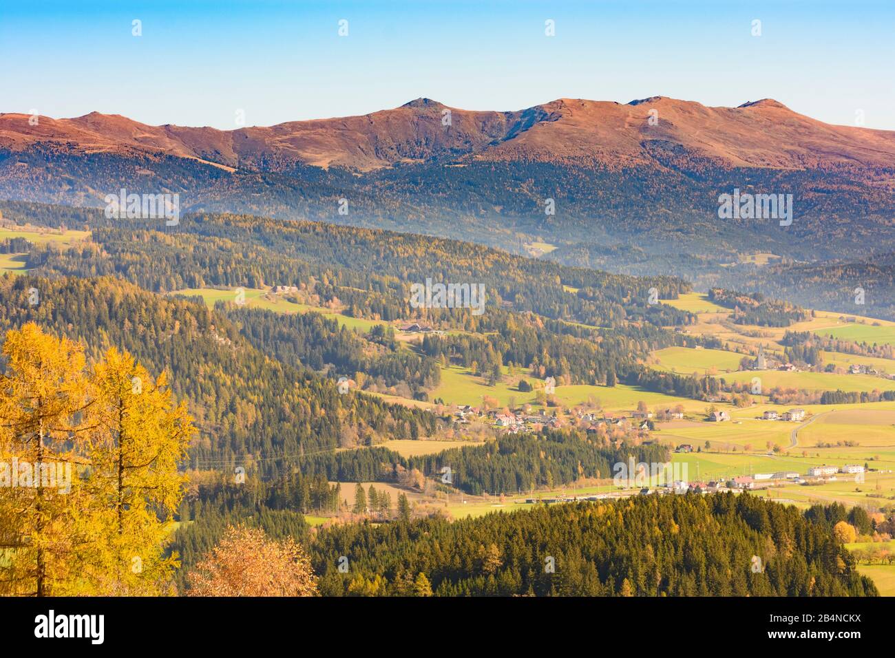 Neumarkt in der Steiermark, village Mariahof, mountain Zirbitzkogel, nature park Zirbitzkogel-Grebenzen in Austria, Styria, Murau-Murtal Stock Photo