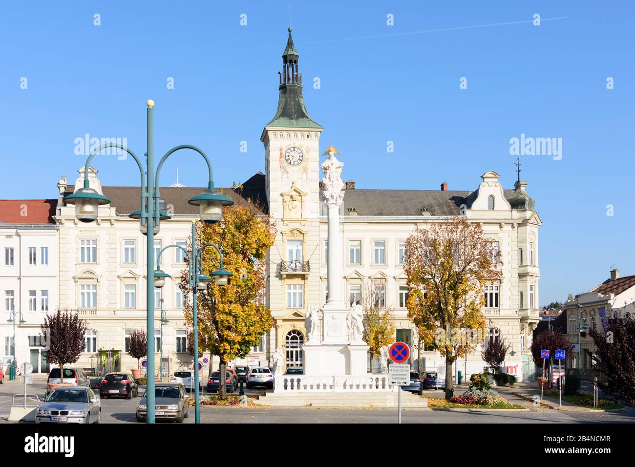 Mistelbach, Town Hall, main square Hauptplatz in Austria, Lower Austria
