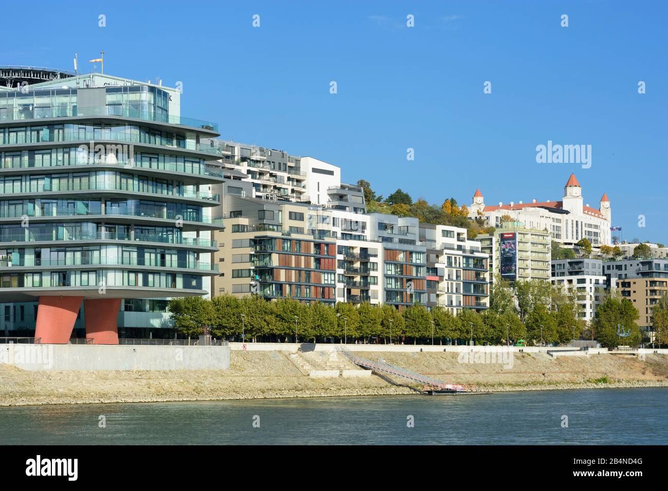 Bratislava (Pressburg), modern apartment buildings at river Danube