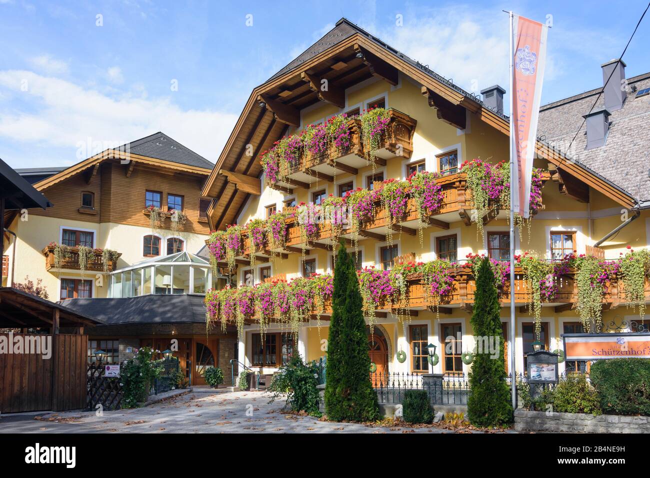 Fuschl am See, hotel Schützenhof in Salzkammergut area, Salzburg, Austria Stock Photo