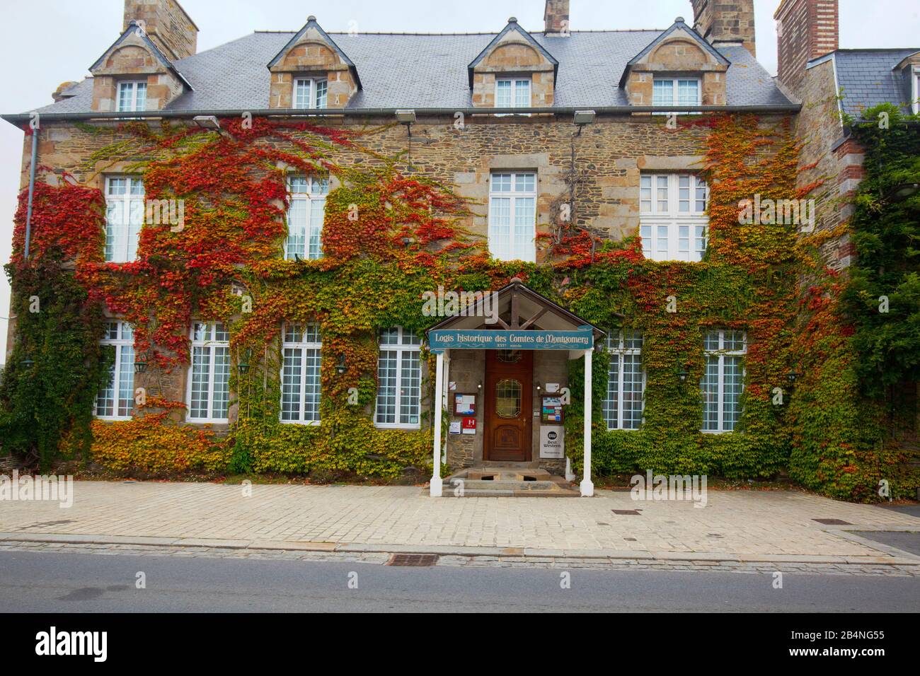 Hotel Montgomery in the village of Pontorson. In Lower Normandy, France Stock Photo