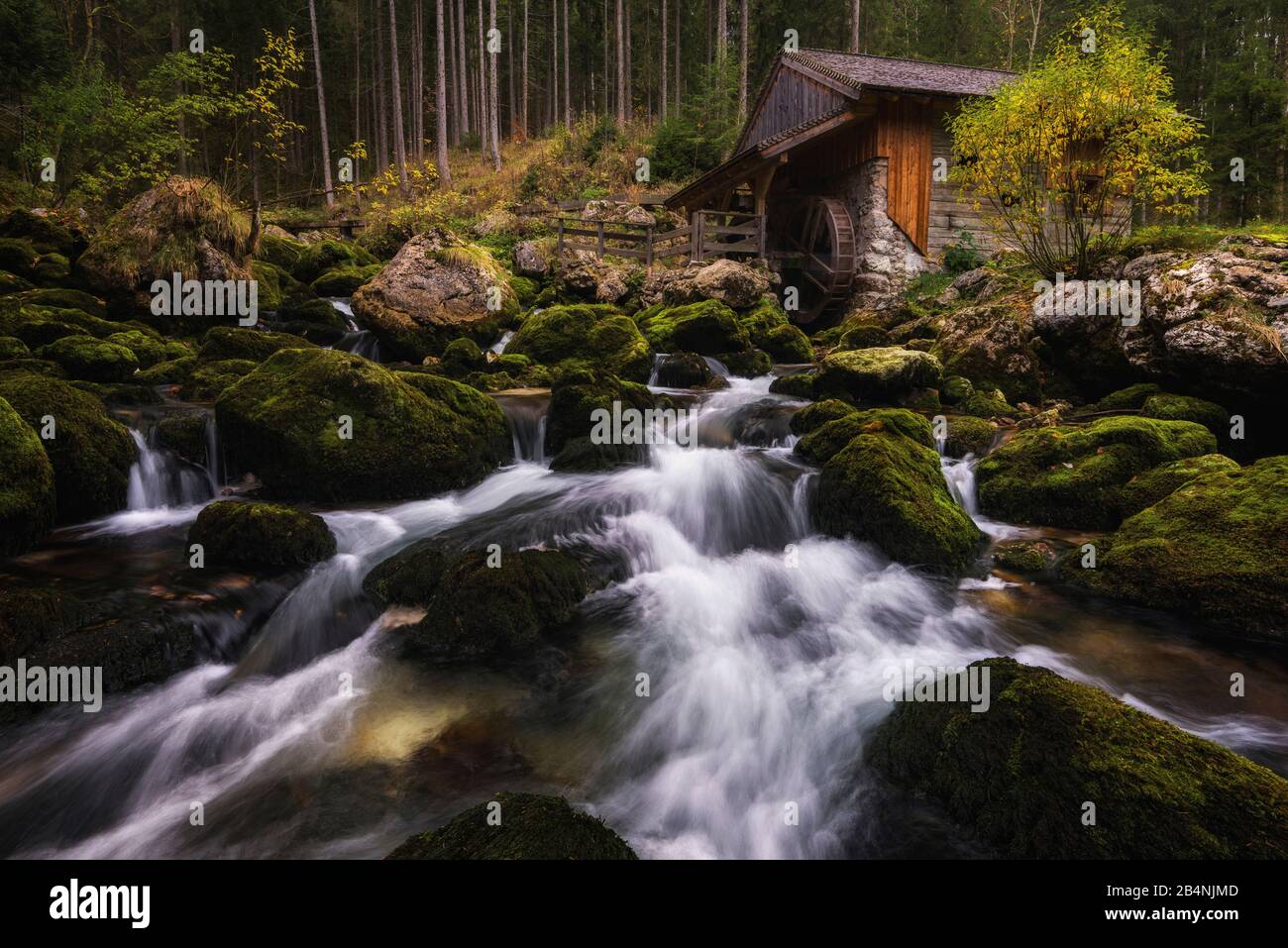 Mill at Gollinger Wasserfall, Salzburg, Austria Stock Photo