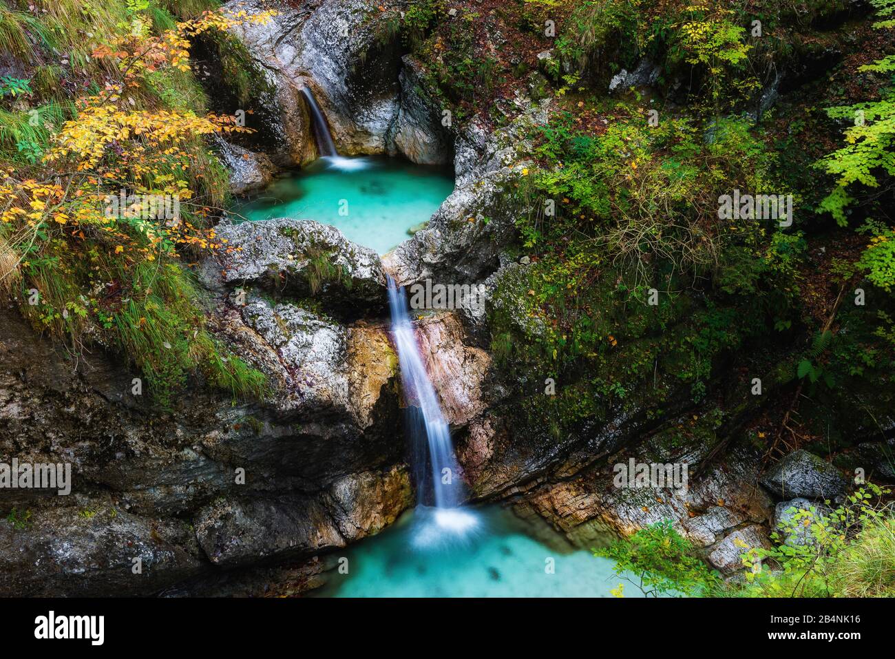 Fratarica stream at Log pod Mangartom, Kortnica valley, Slovenia Stock Photo