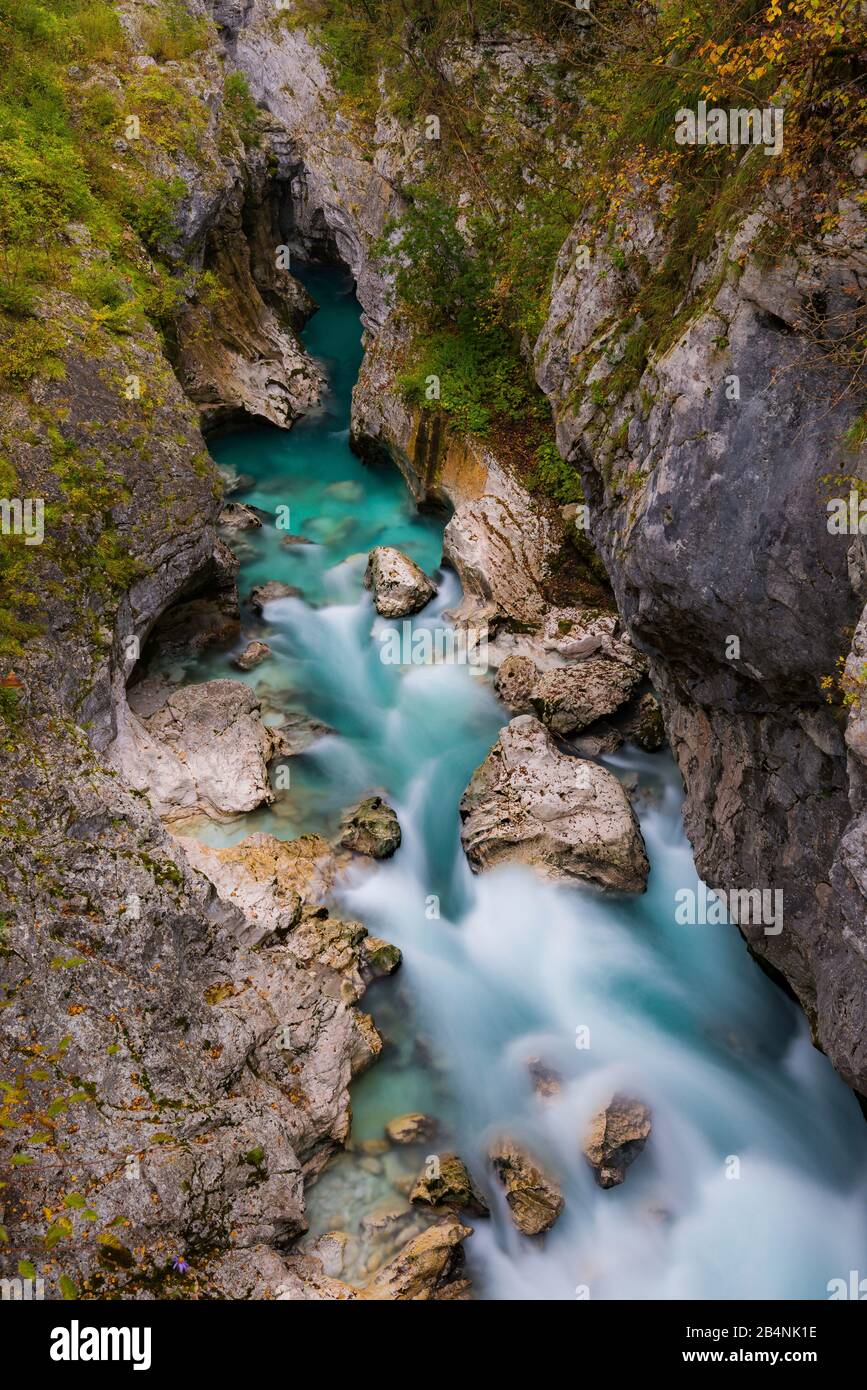 Soca river, Soca troughs, Soca valley, near Bovec, Slovenia Stock Photo