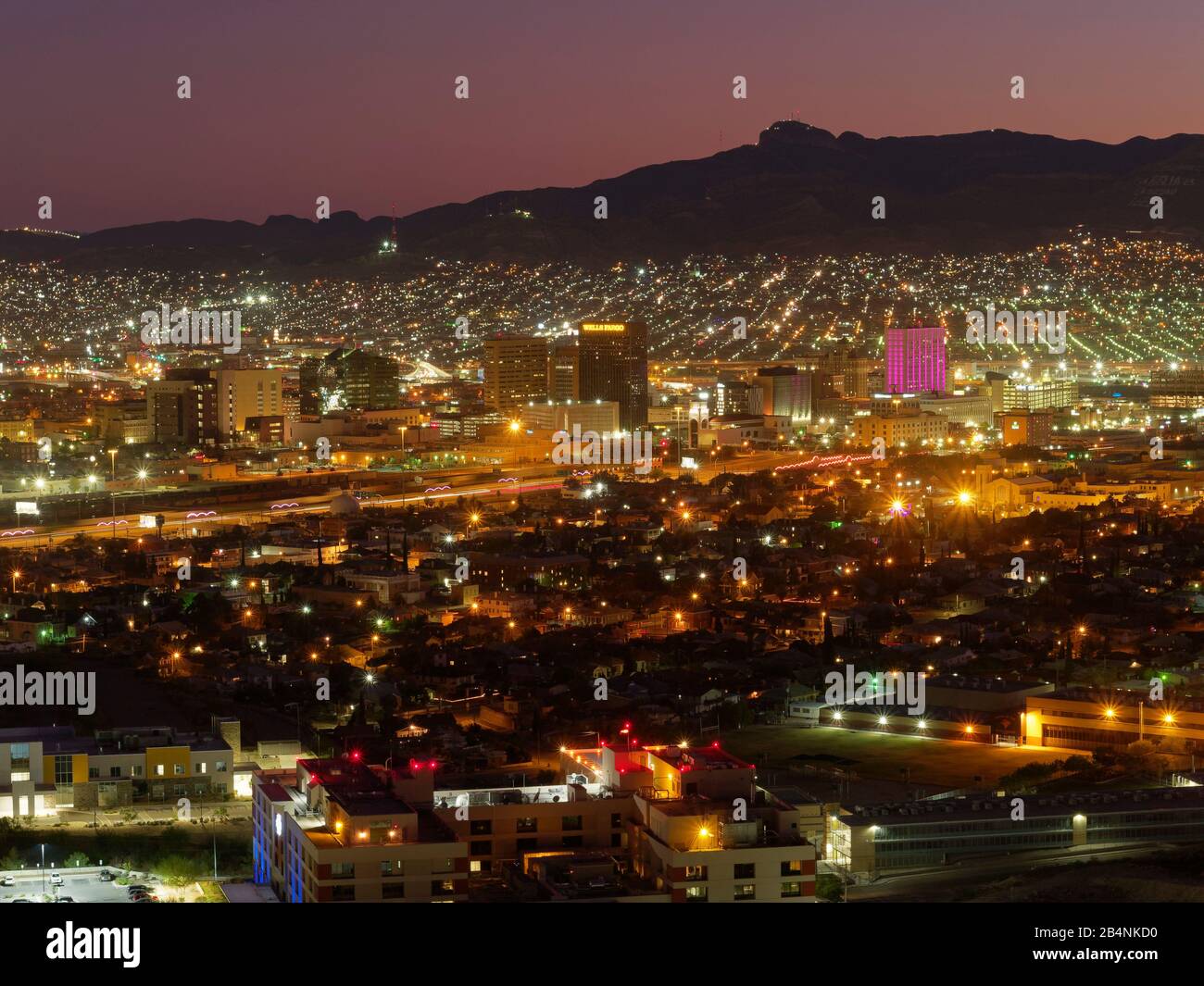 Aerial panorama of El Paso, view from Murchison Park, Scenic Drive Stock Photo