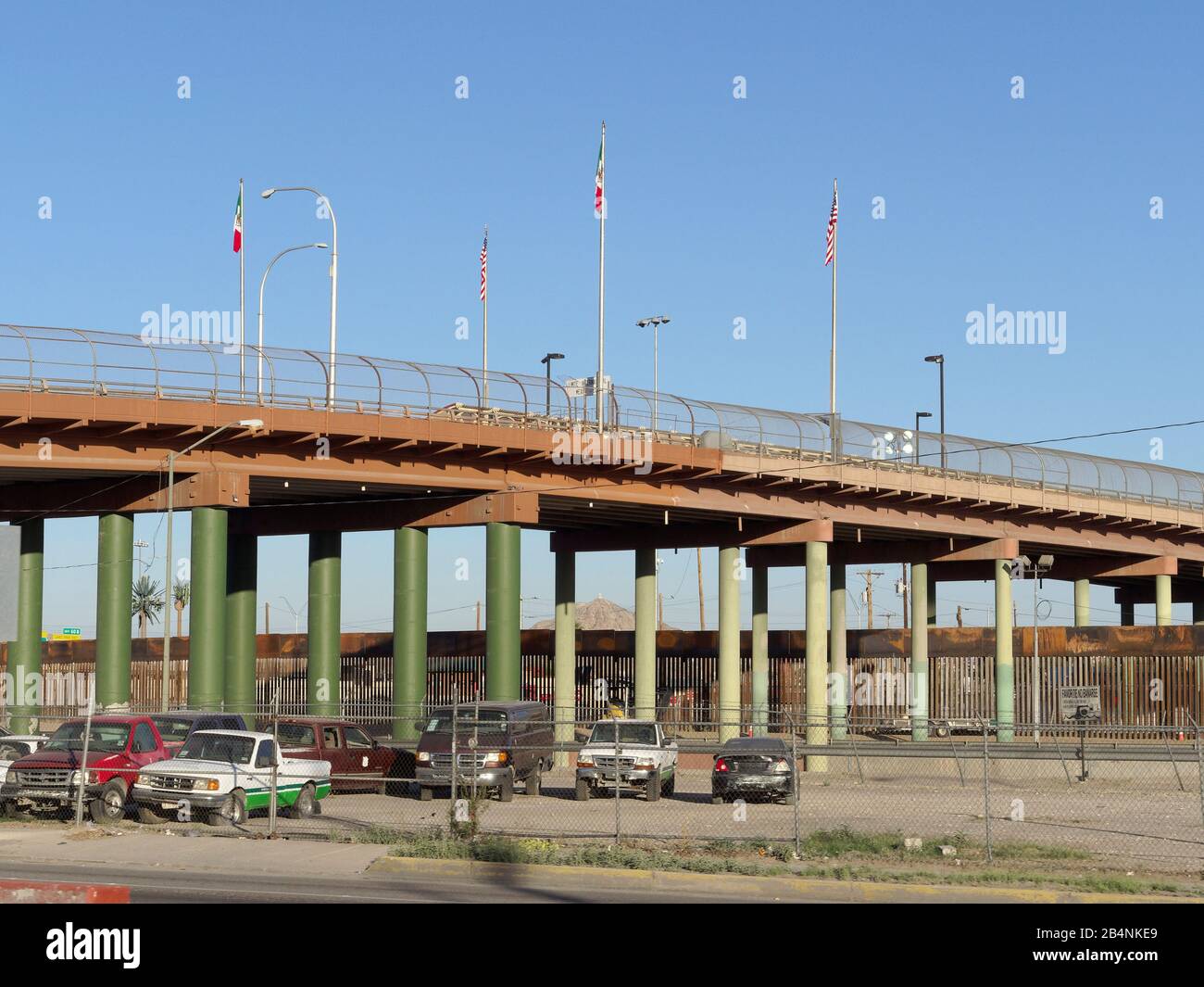 Mexico - USA border crossing bridge, View from Ciudad Juarez Stock Photo