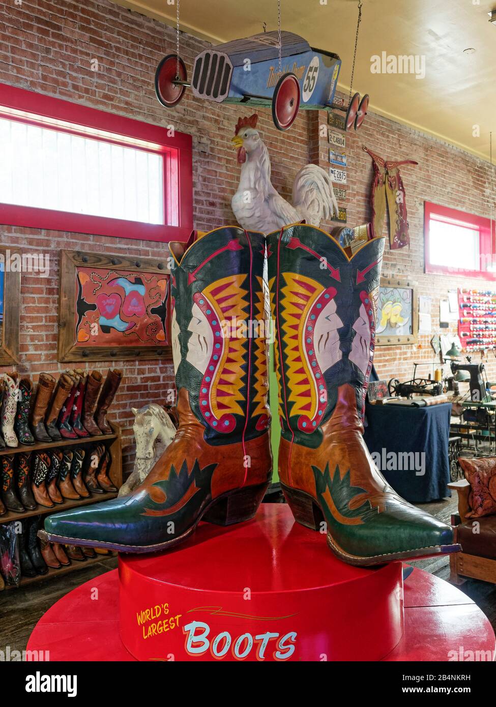 Rocket Buster bootmaker, World's largest cowboy boots Stock Photo