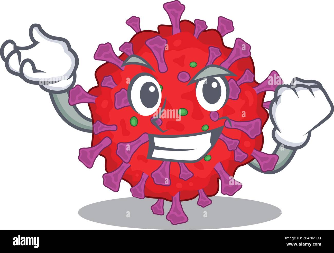Coronavirus particle cartoon character style with happy face Stock Vector