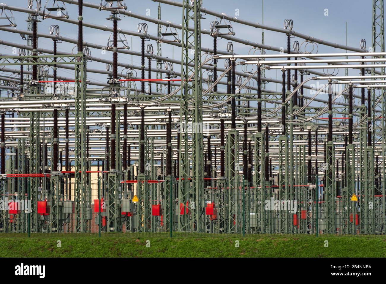 Germany, Saxony-Anhalt, Wolmirstedt, view of the Wolmirstedt substation Stock Photo