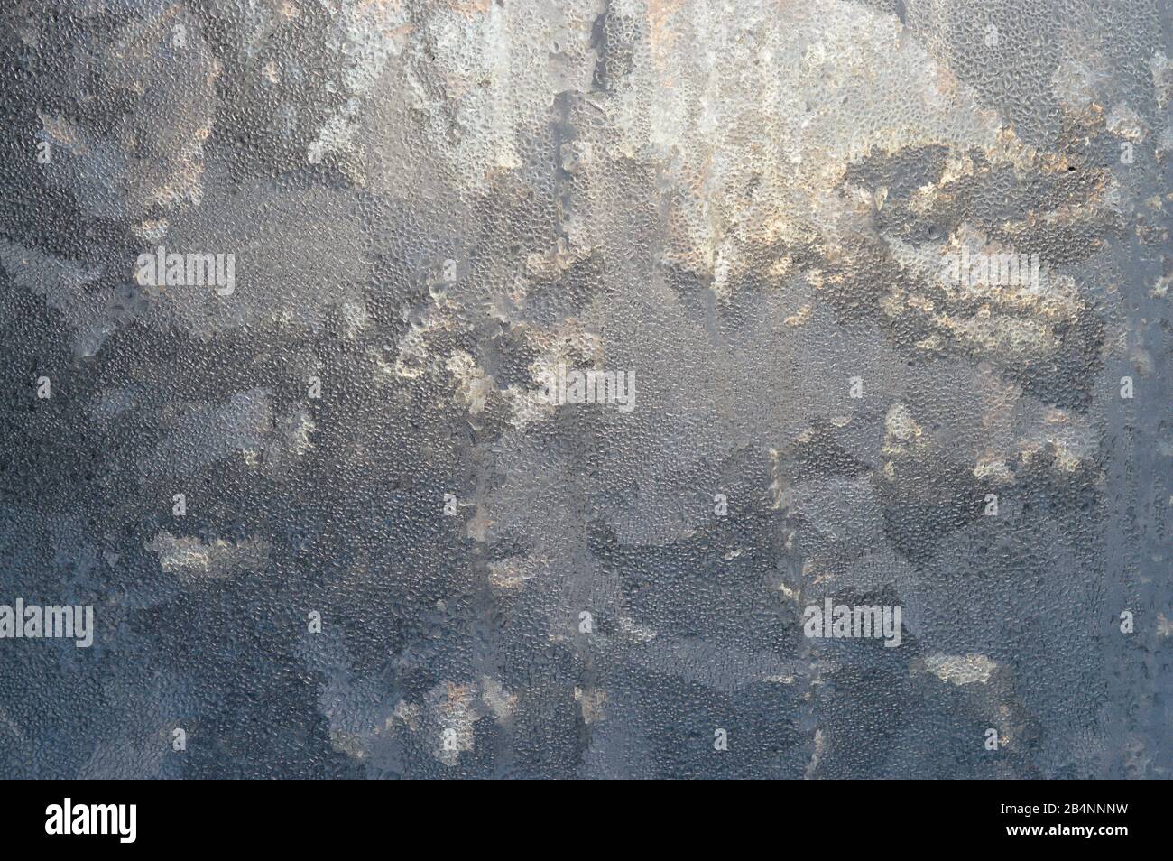 Morning frost on double insulated door Stock Photo