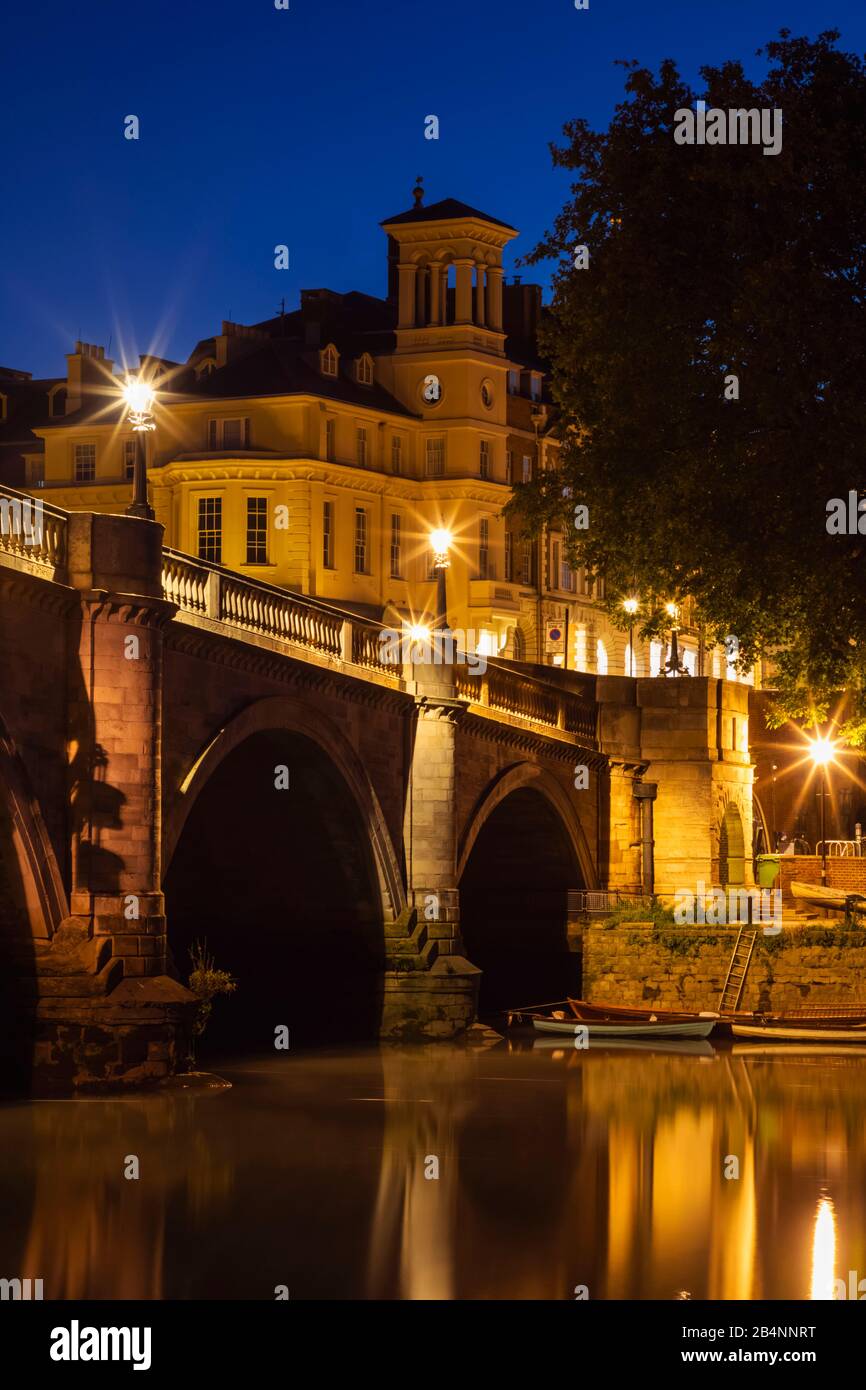 England, London, Richmond, Richmond Bridge at Night Stock Photo