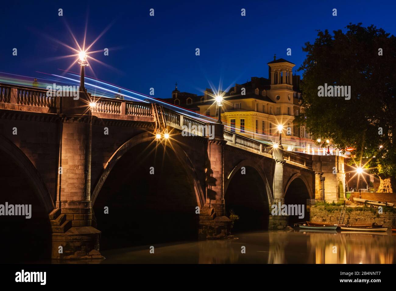 England, London, Richmond, Richmond Bridge at Night Stock Photo