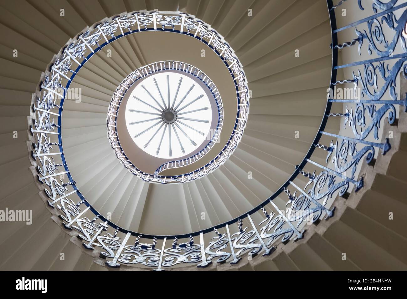 England, London, Greenwich, Queen's House Museum and Art Gallery, The Tulip Stairs, England's First Centrally Unsupported Stairs Stock Photo